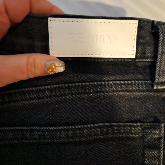 Re/Done Comfort Stretch High Rise 70s Stove Pipe Washed Noir Jeans Size 32 - Picture 8 of 16